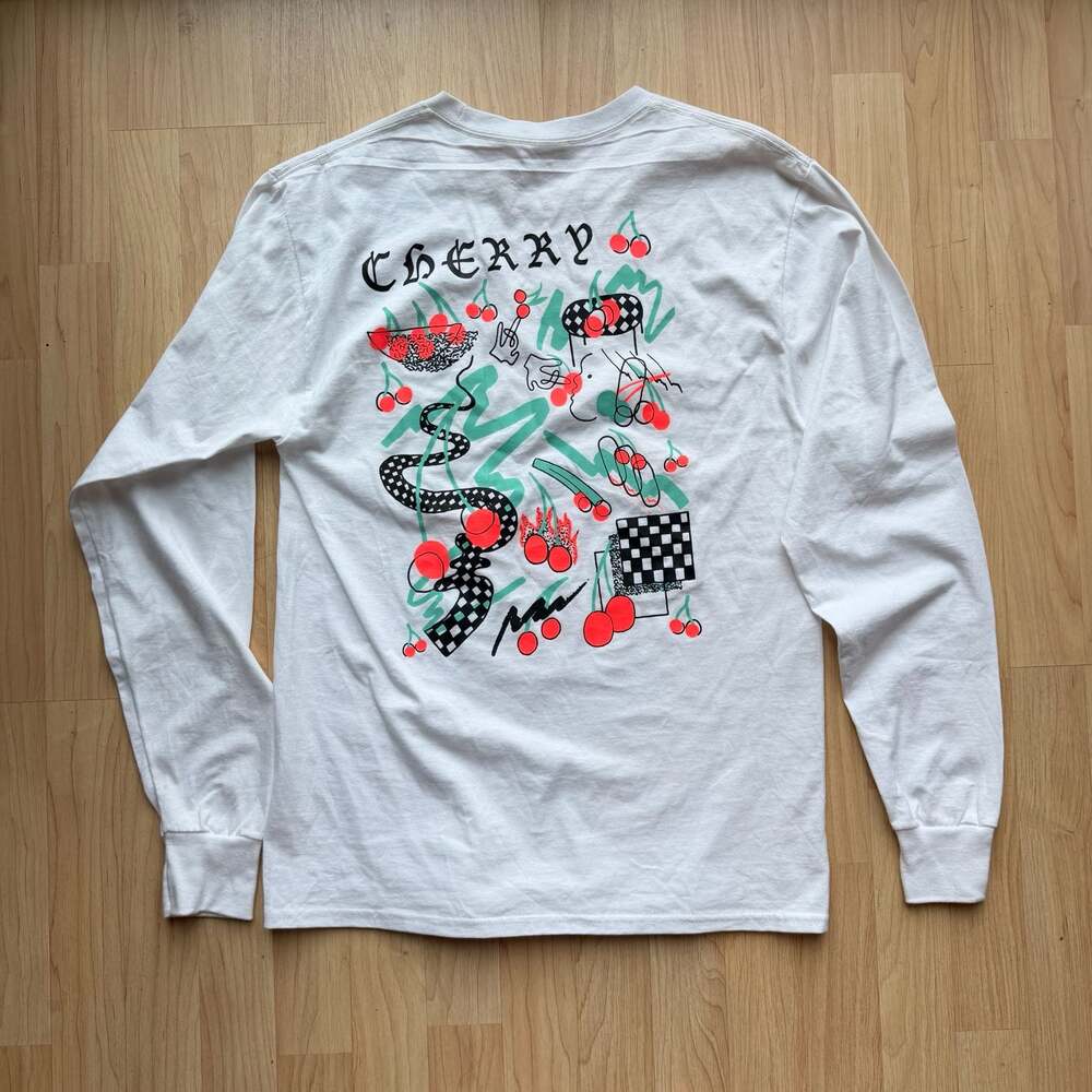 Nee Paul Cherry "Neon Cherry" Longsleeve tee designed by Chicago Handpoke 100% C